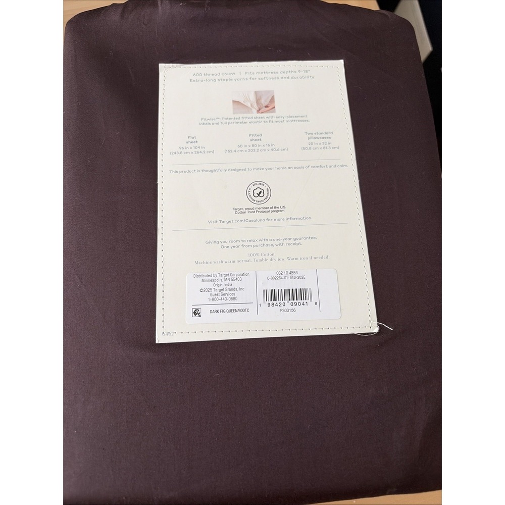 CASALUNA Queen 600 Thread Count Sateen Sheet Set - Brown - Picture 6 of 7